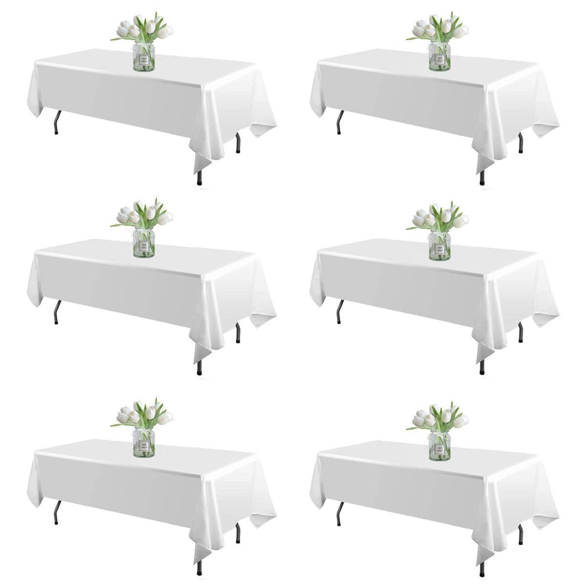 WIGENIUS 6 Pack White Table Cloth Rectangle 60X102 Inch Tablecloth Fit 6FT