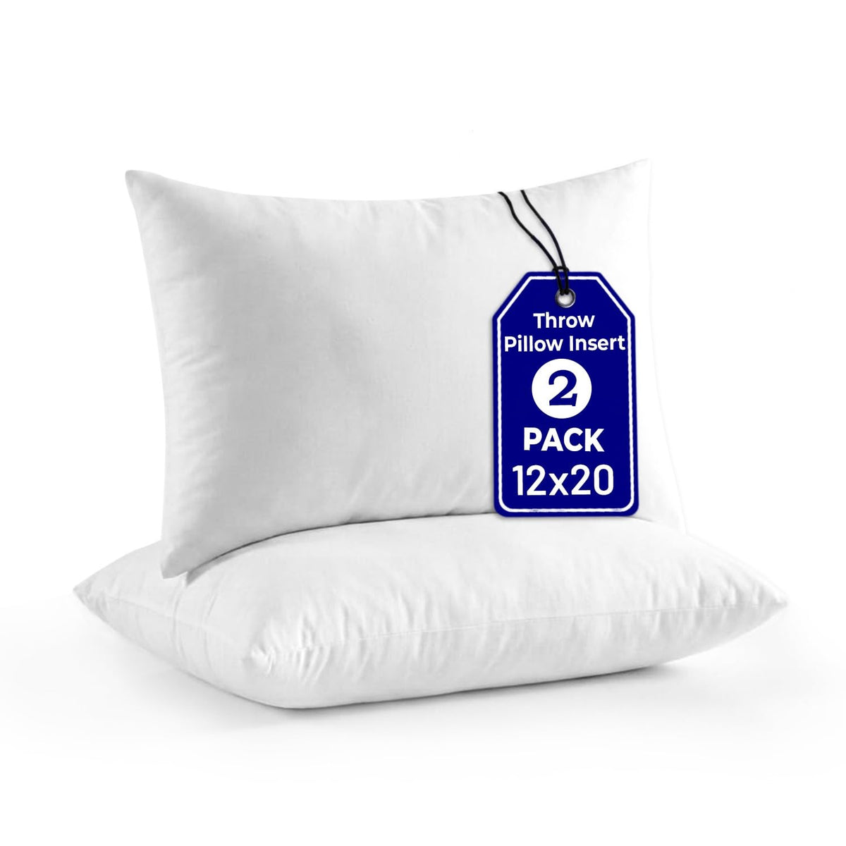 QUBA LINEN 18 x 18 Throw Pillow Insert - Pack of 2 White, Down Alternative Pillow Inserts for Decorative Pillow Covers, Throw Pillows for Bed, Couch Pillows for Living Room (Pack of 2)