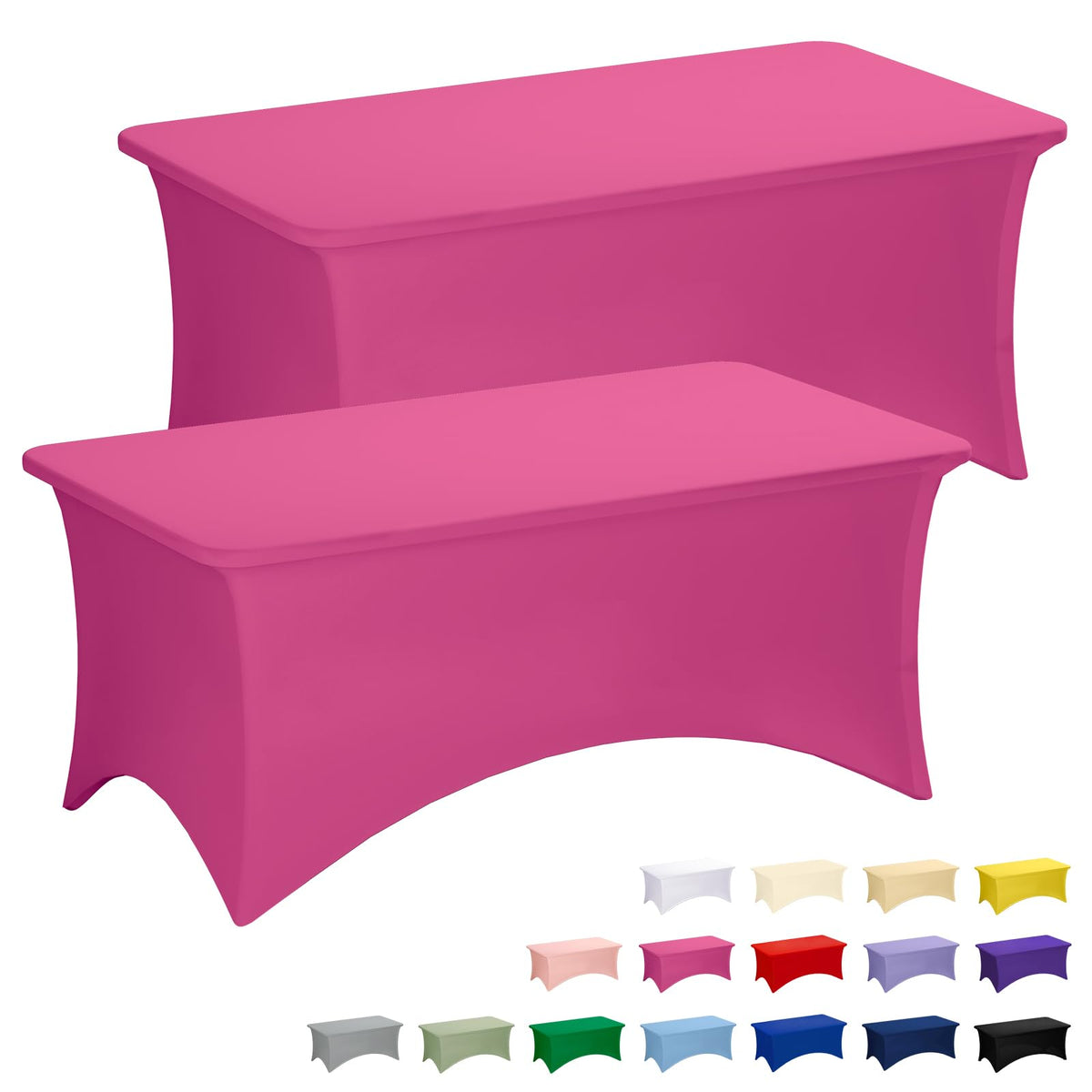 Fixwal 2 Pack 6FT Black Tablecloth Rectangle Spandex Fitted Table Cover