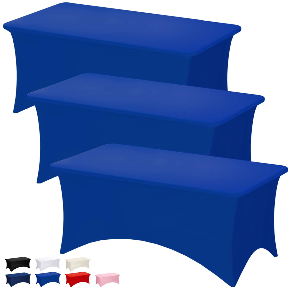Fixwal 2 Pack 6FT Black Tablecloth Rectangle Spandex Fitted Table Cover