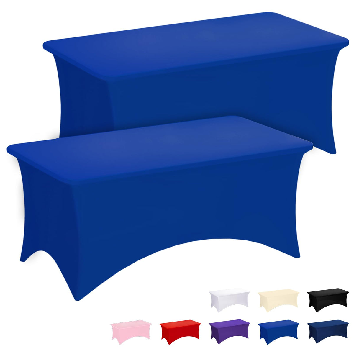 Fixwal 2 Pack 6FT Black Tablecloth Rectangle Spandex Fitted Table Cover