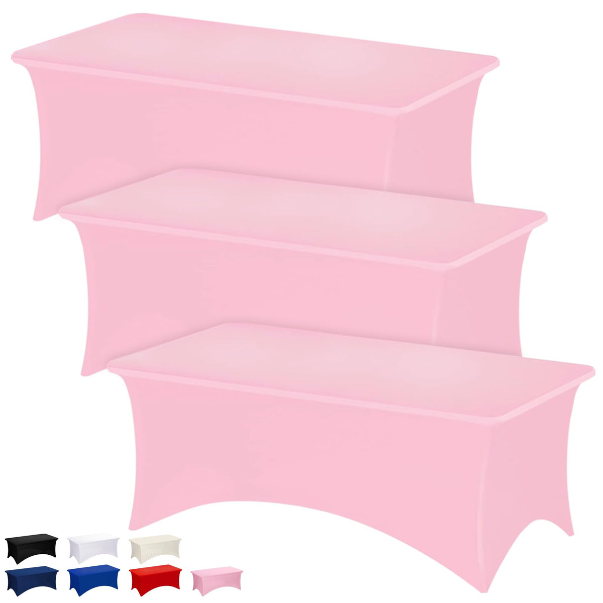 Fixwal 2 Pack 6FT Black Tablecloth Rectangle Spandex Fitted Table Cover