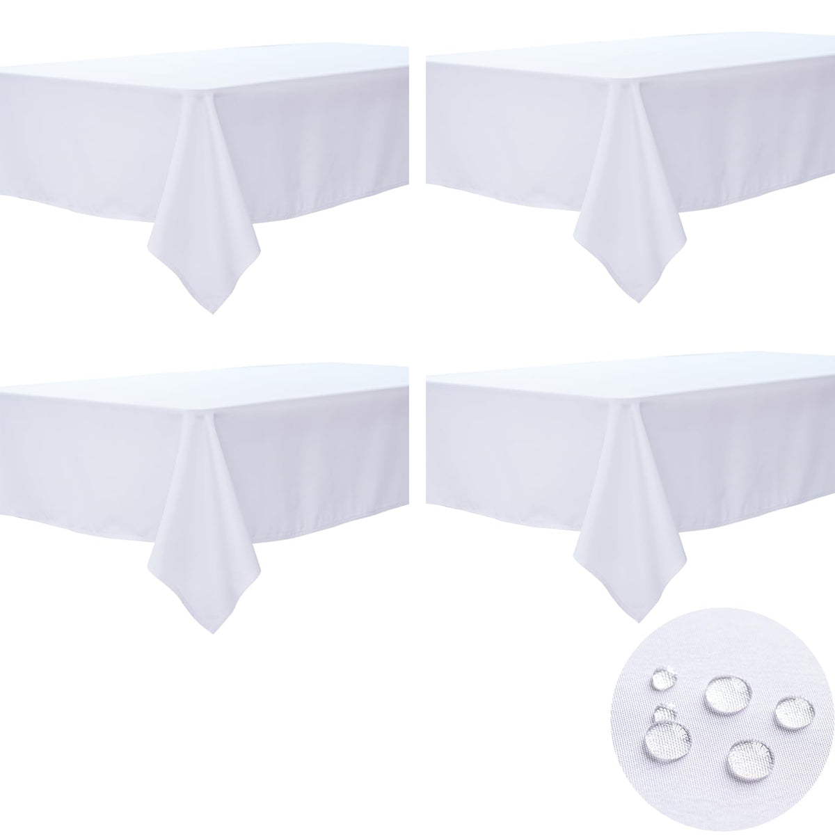BYDOLL Table Cloth White 60x84 Inch Tablecloth for 6 Foot Rectangle Tables Outdoor Washable Wrinkle Free and Spillproof Polyester Tablecloth for Festival Camping Picnic Party Cover