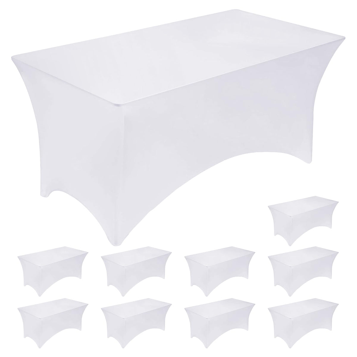Fixwal 2 Pack 6FT Black Tablecloth Rectangle Spandex Fitted Table Cover