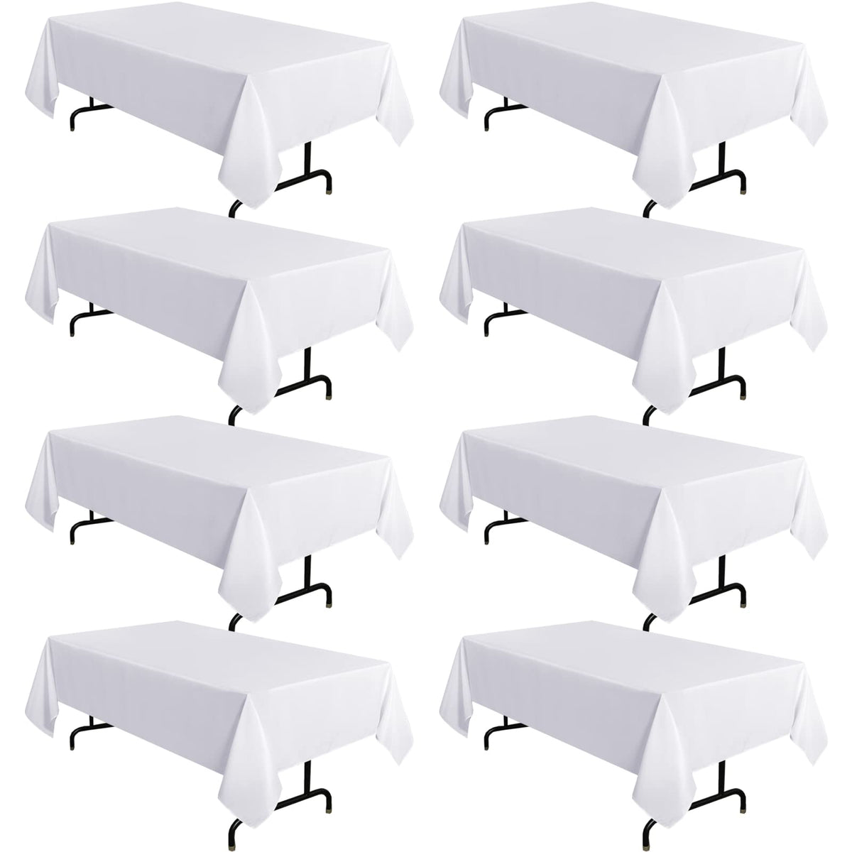 sancua 2 Pack White Table Cloth 60x102 Inch for 6 Feet Rectangle Tables