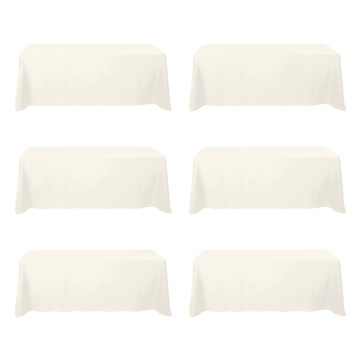 BRILLMAX 6 Pack Ivory Tablecloths 90x132 Inch for 6ft Rectangle Tables