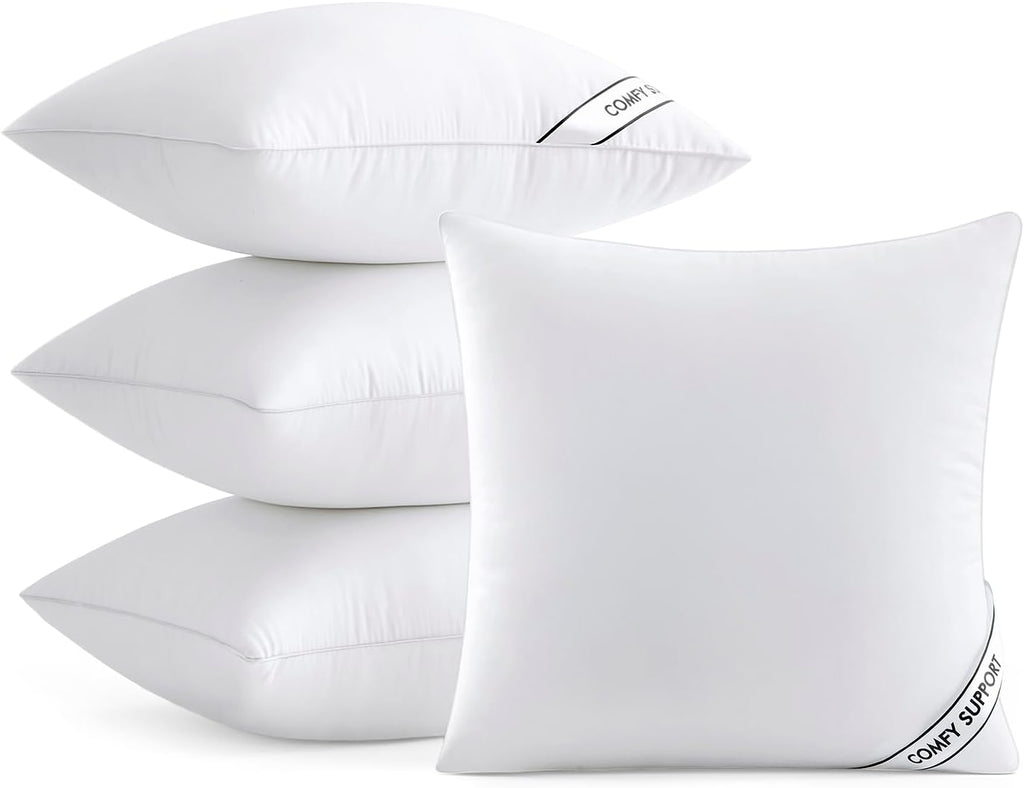 MIULEE 18x18 Pillows Inserts Pack of 4, Down Alternative Virgin Filling