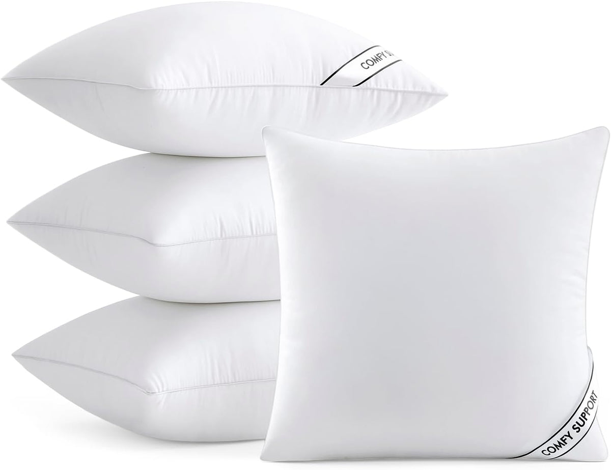 MIULEE 18x18 Pillows Inserts Pack of 4, Down Alternative Virgin Filling