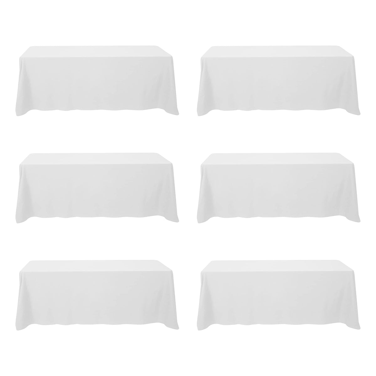 BRILLMAX 6 Pack Ivory Tablecloths 90x132 Inch for 6ft Rectangle Tables