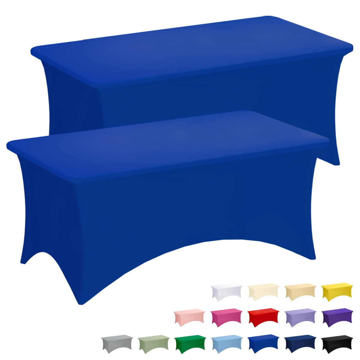 Fixwal 2 Pack 6FT Black Tablecloth Rectangle Spandex Fitted Table Cover