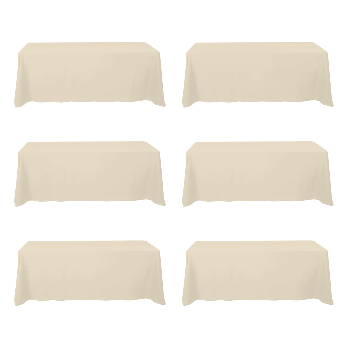 BRILLMAX 6 Pack Ivory Tablecloths 90x132 Inch for 6ft Rectangle Tables