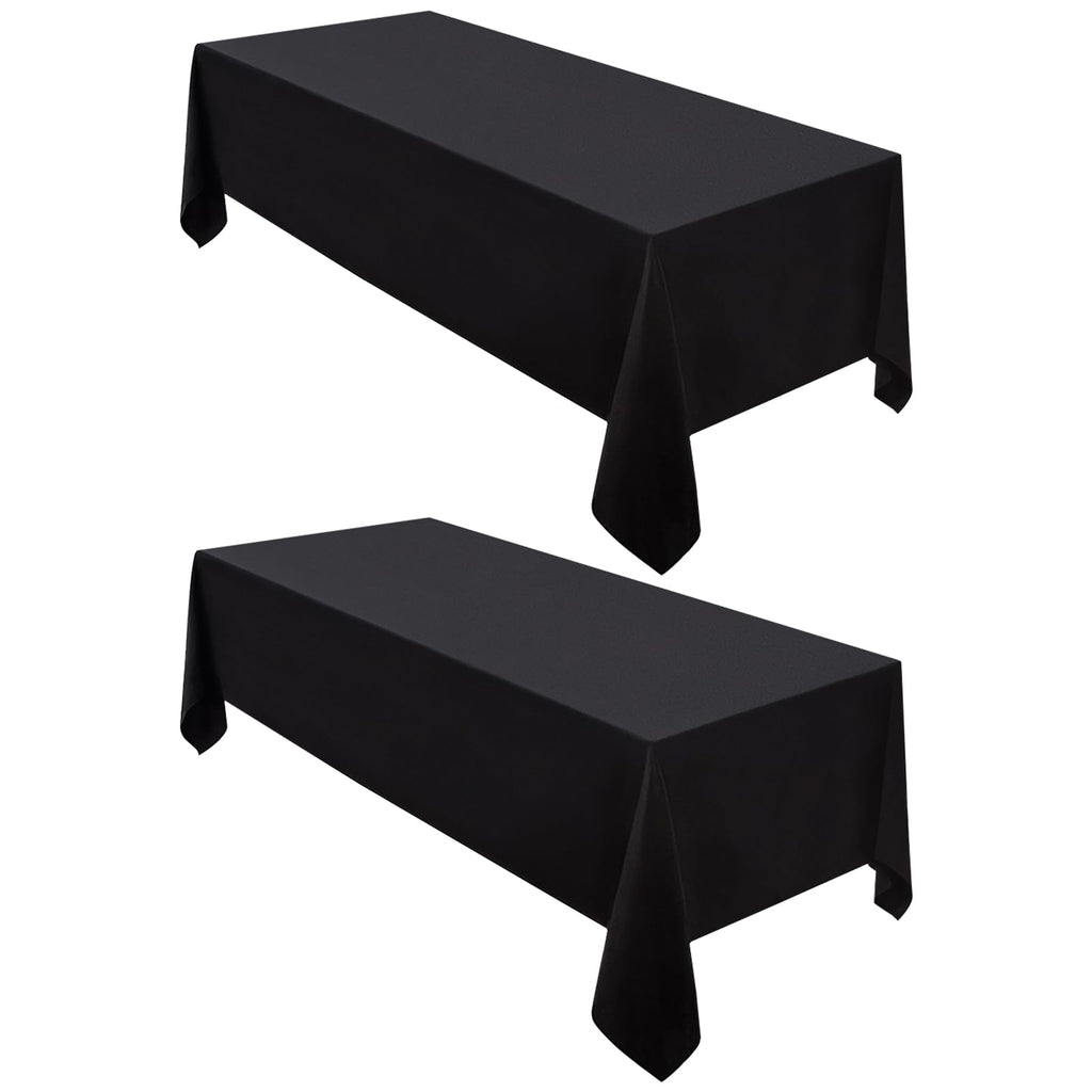 Surmente 90x132 Inch Black Tablecloth for 6-8 Foot Rectangle Tables