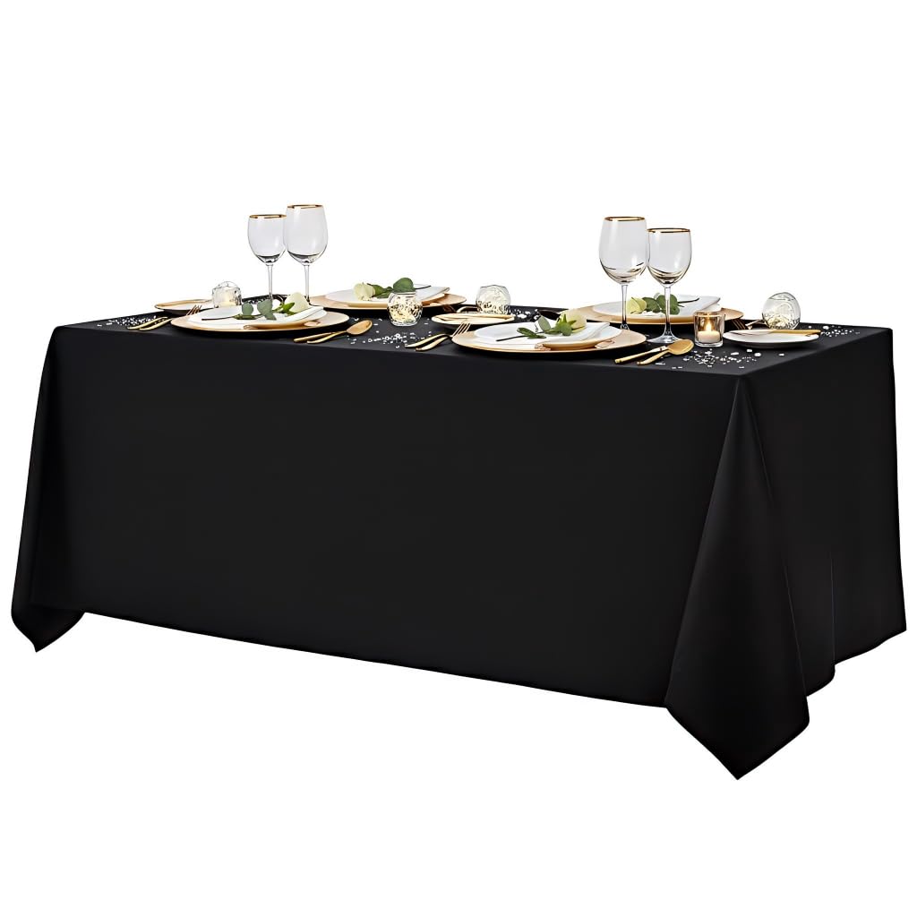 Surmente 90x132 Inch Black Tablecloth for 6-8 Foot Rectangle Tables