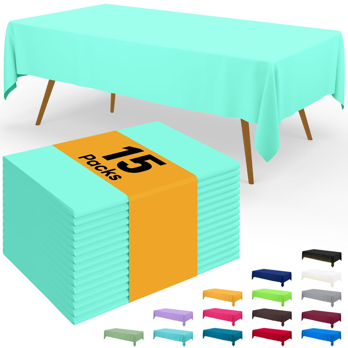 Smiry Disposable Table Cloth - 6 Pack, 54 x 108 Inch Waterproof Rectangle Tablecloths for Parties, Decorative Plastic Table Cover, Leakproof & Sturdy, White