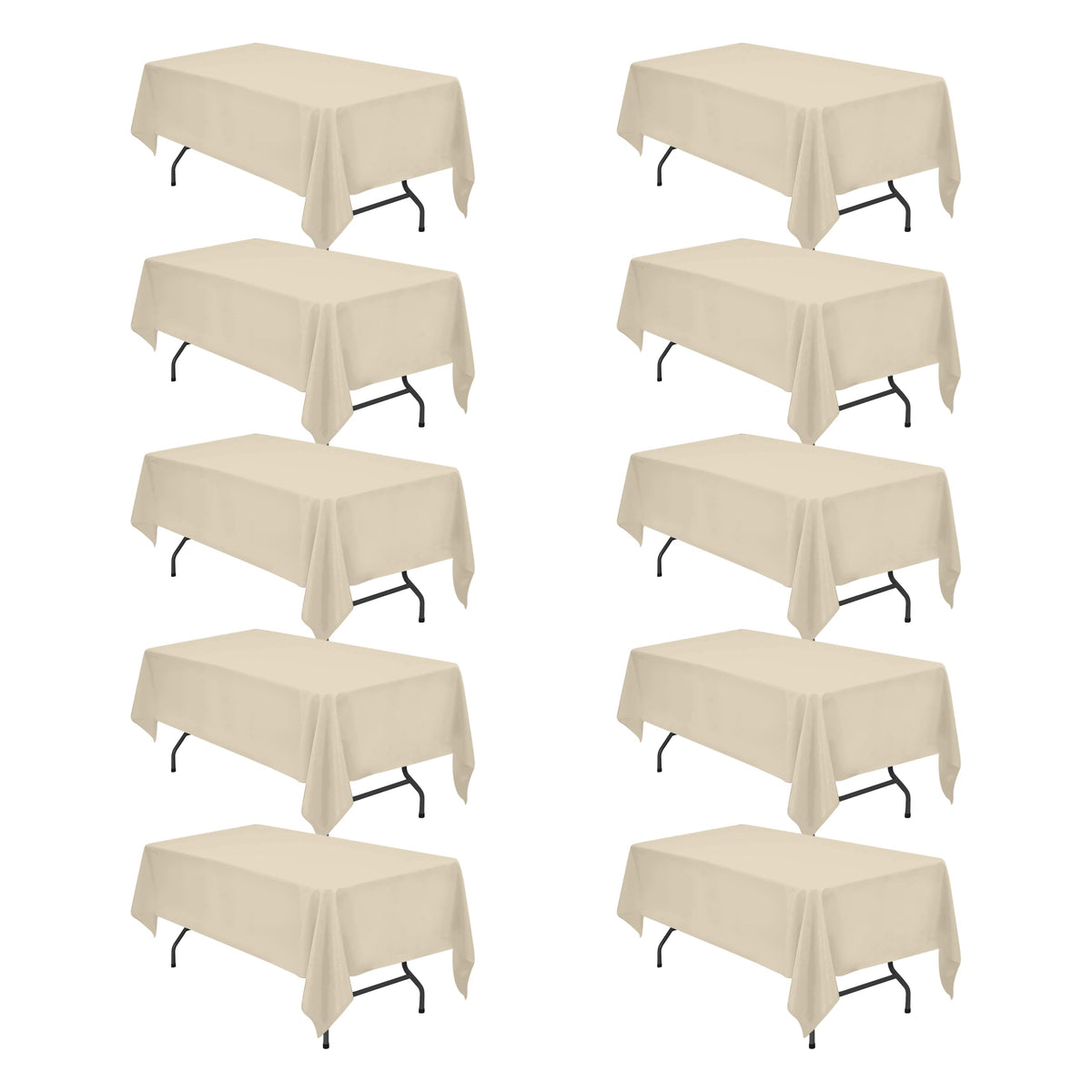 BRILLMAX 6 Pack Ivory Tablecloths 90x132 Inch for 6ft Rectangle Tables