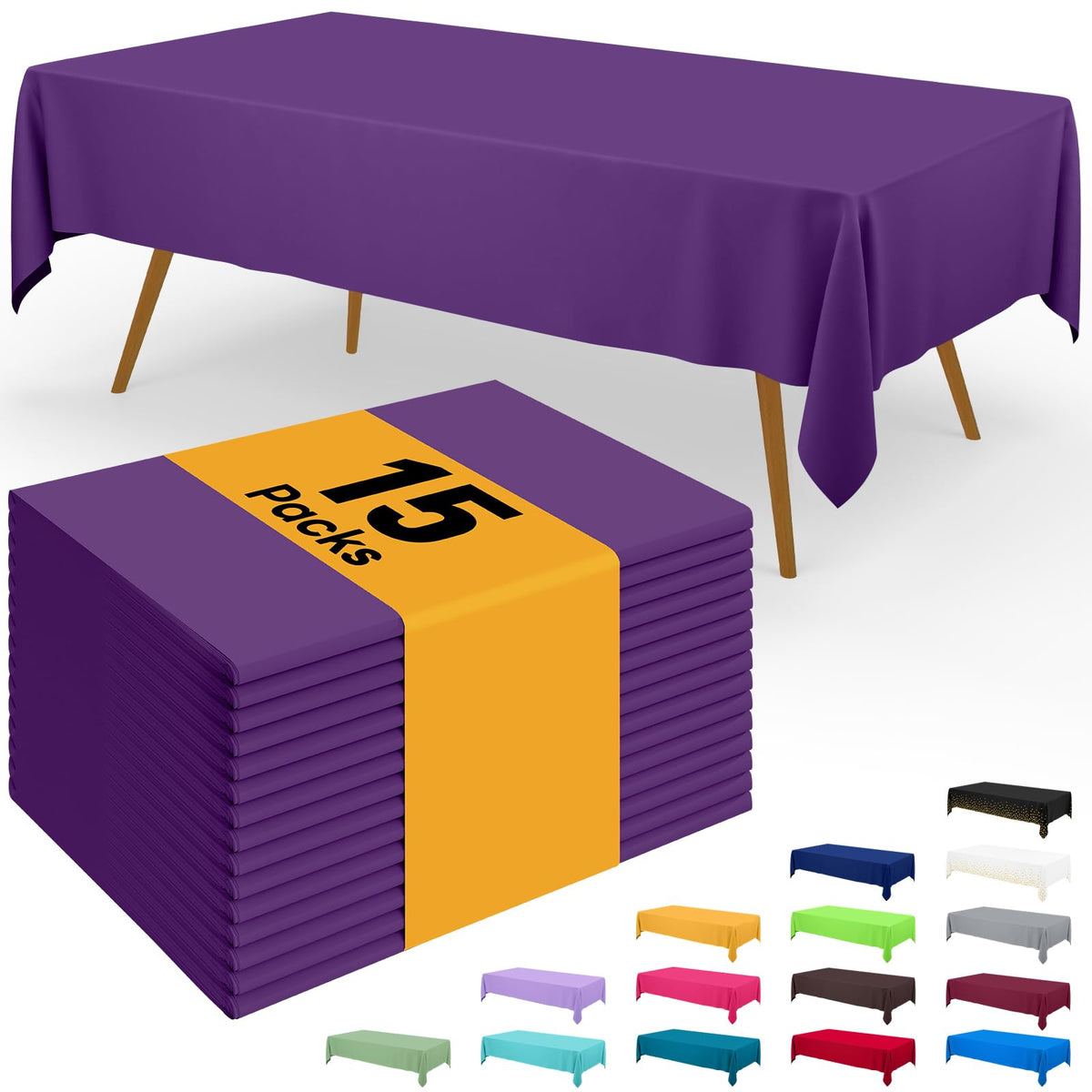 Smiry Disposable Table Cloth - 6 Pack, 54 x 108 Inch Waterproof Rectangle Tablecloths for Parties, Decorative Plastic Table Cover, Leakproof & Sturdy, White
