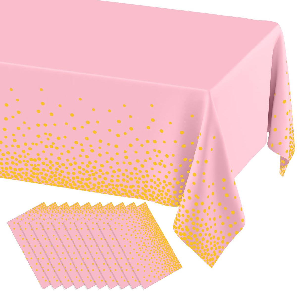 misaya 3 Packs Dot Disposable Table Cloth, 54 x 108 Inch Waterproof Plastic Tablecloth, Rectangle Gold Dots in White Table Covers for Picnic, Birthday, Party and Back to School