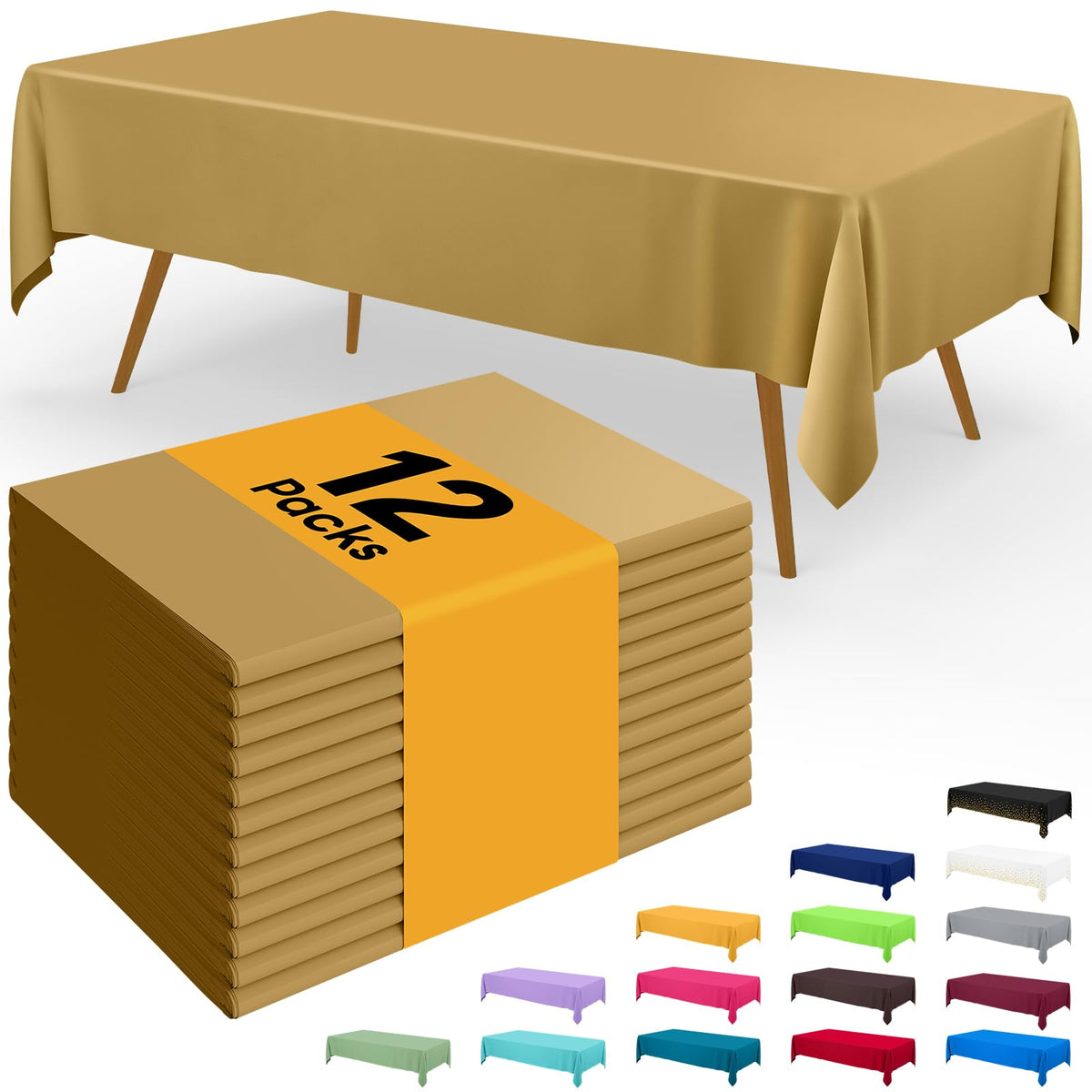 Smiry Disposable Table Cloth - 6 Pack, 54 x 108 Inch Waterproof Rectangle Tablecloths for Parties, Decorative Plastic Table Cover, Leakproof & Sturdy, White