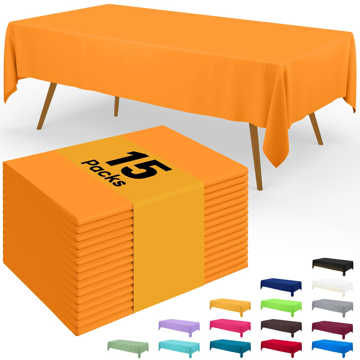 Smiry Disposable Table Cloth - 6 Pack, 54 x 108 Inch Waterproof Rectangle Tablecloths for Parties, Decorative Plastic Table Cover, Leakproof & Sturdy, White