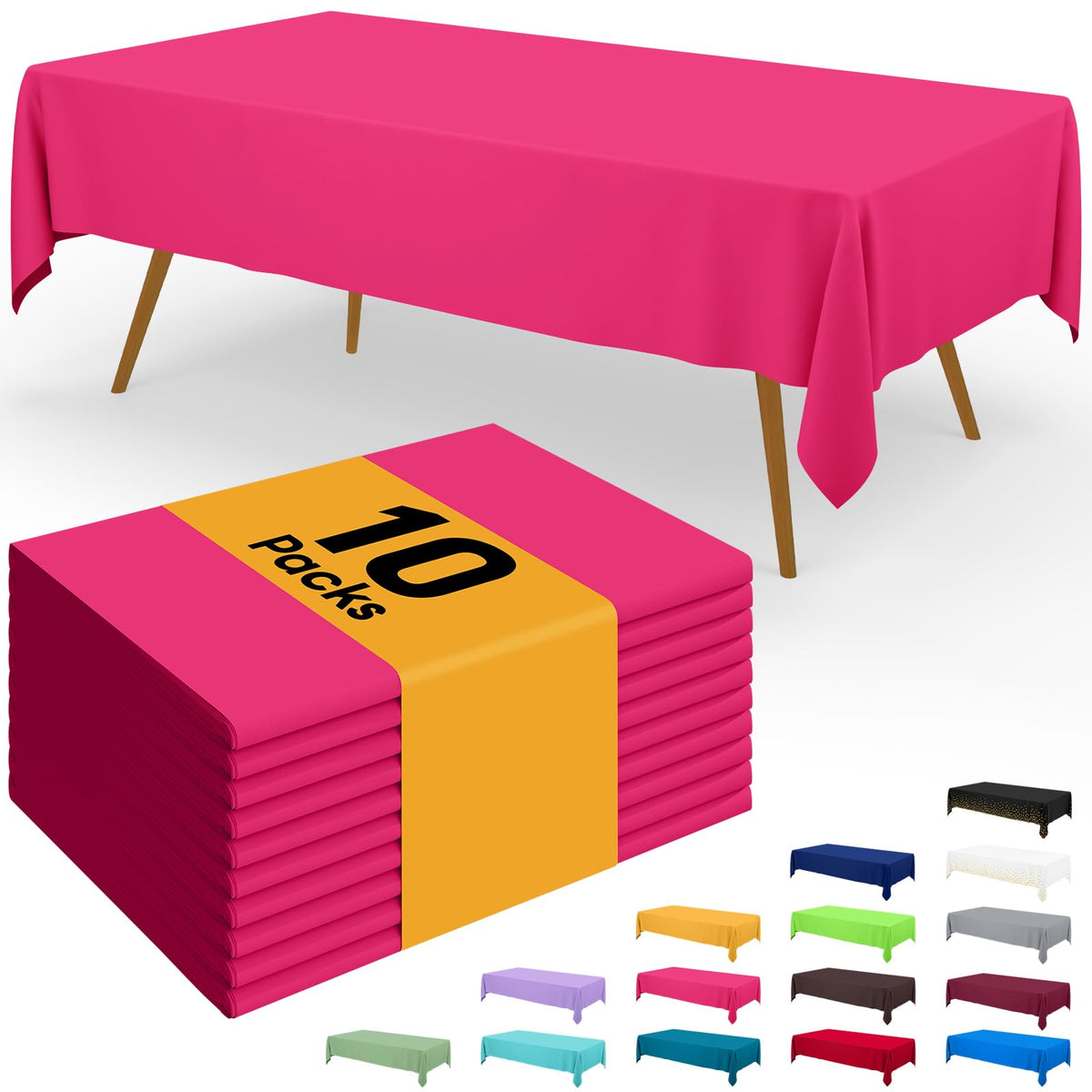 Smiry Disposable Table Cloth - 6 Pack, 54 x 108 Inch Waterproof Rectangle Tablecloths for Parties, Decorative Plastic Table Cover, Leakproof & Sturdy, White
