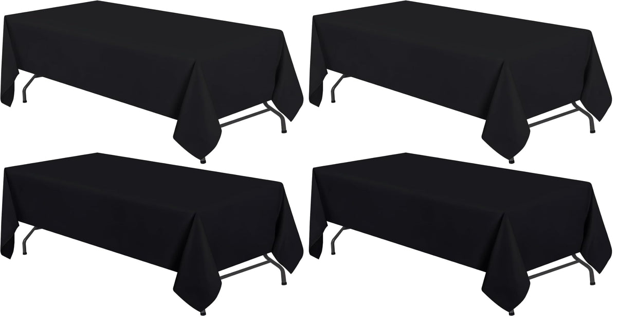WEALUXE White Table Cloths for 6 Foot Rectangle Tables, 2-Pack, 60x102 inches, Water, Stain and Wrinkle Resistant, 200 GSM Washable Poly Fabric Tablecloths Rectangular, Elegant and Durable