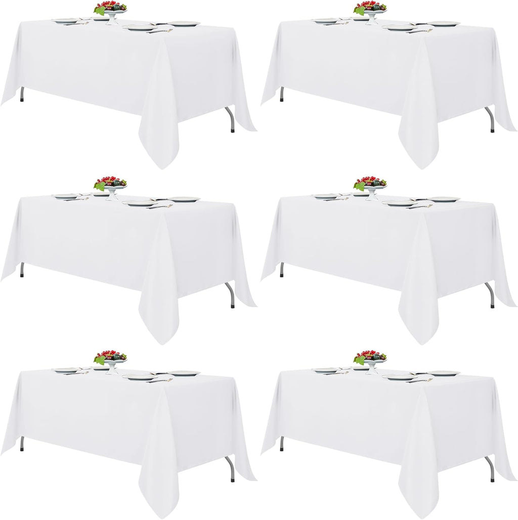 Fitable 6 Pack White Table Cloths 70x120 Inch for 6-8 Ft Rectangle Tables