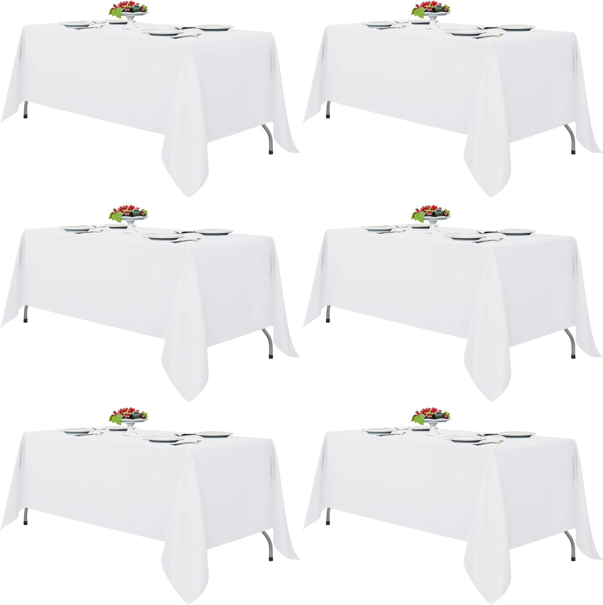 Fitable 6 Pack White Table Cloths 70x120 Inch for 6-8 Ft Rectangle Tables