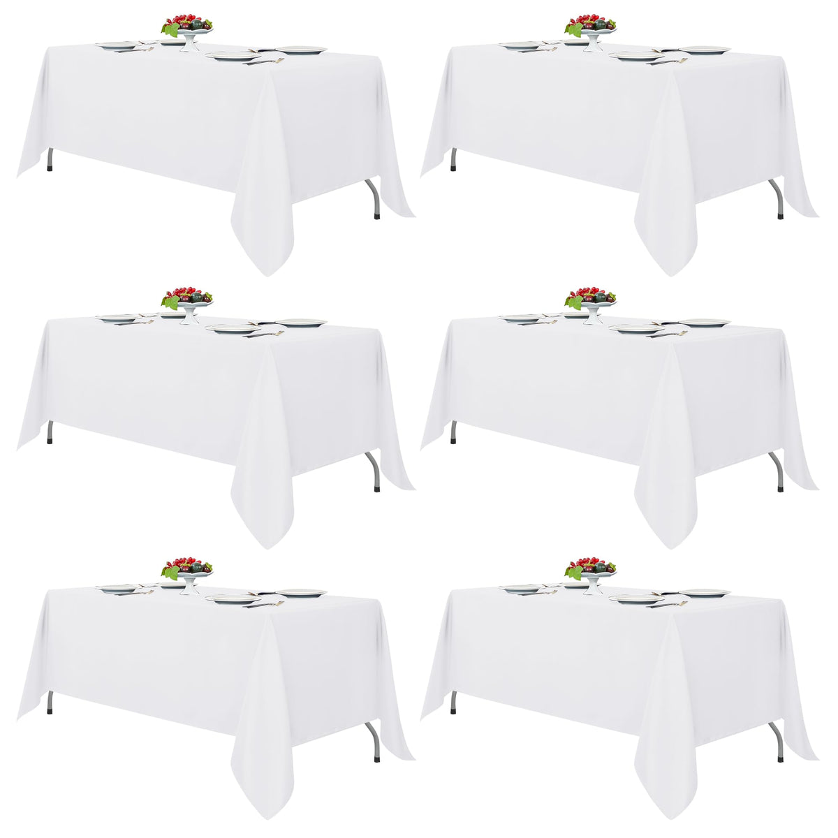 Fitable 6 Pack White Table Cloths 70x120 Inch for 6-8 Ft Rectangle Tables