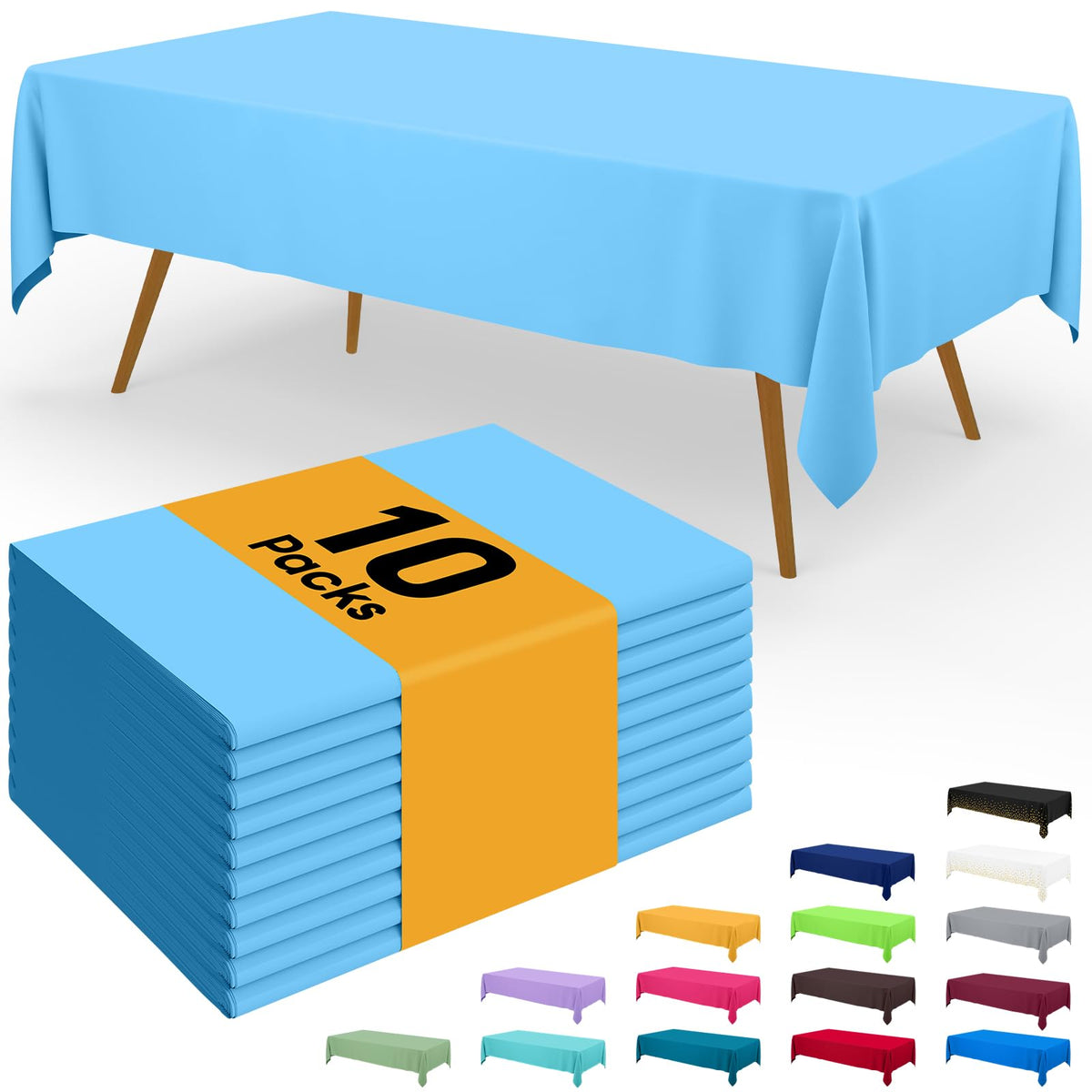 Smiry Disposable Table Cloth - 6 Pack, 54 x 108 Inch Waterproof Rectangle Tablecloths for Parties, Decorative Plastic Table Cover, Leakproof & Sturdy, White