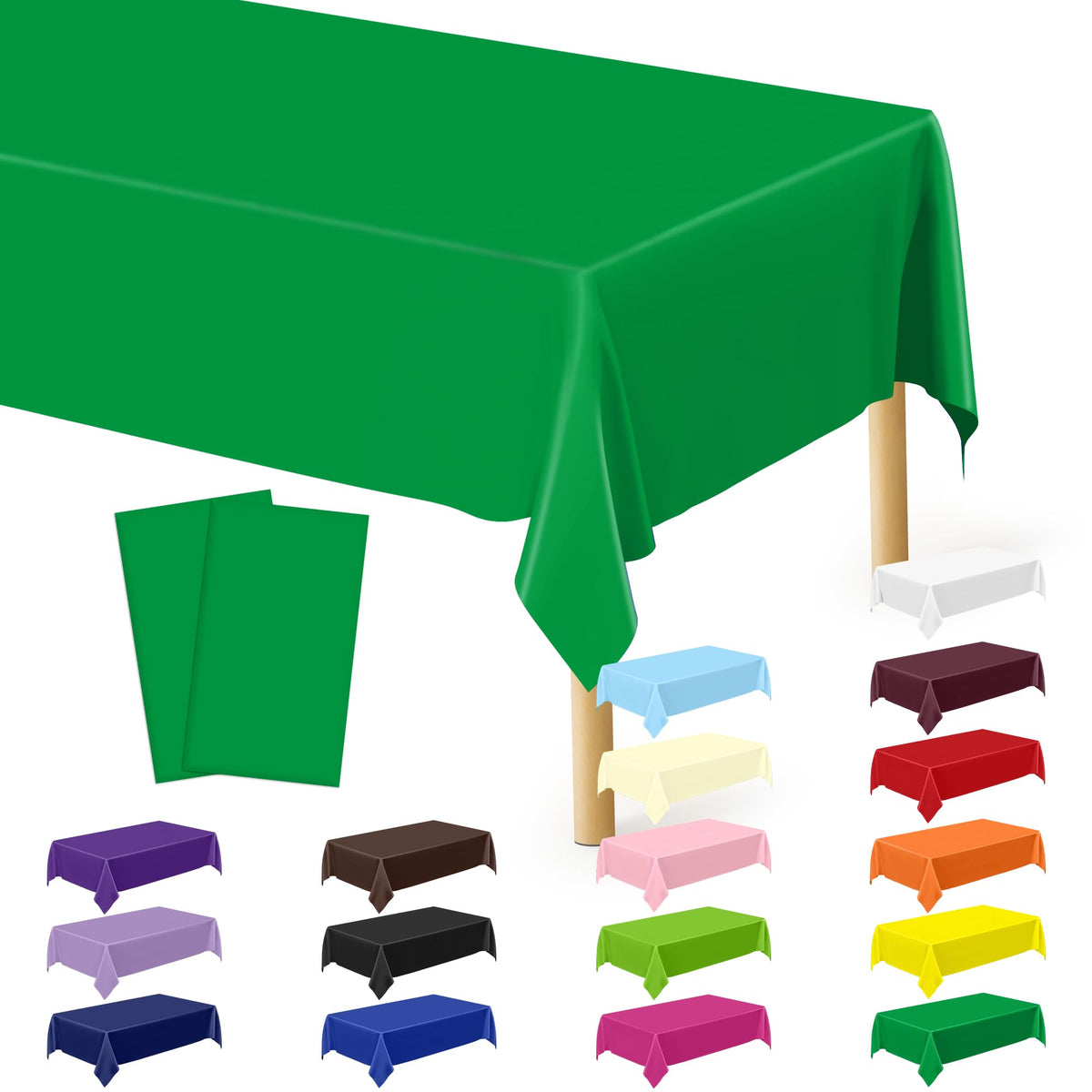 QZYL 4 Packs White Plastic Tablecloth, Large Sturdy Disposable Table Cloth
