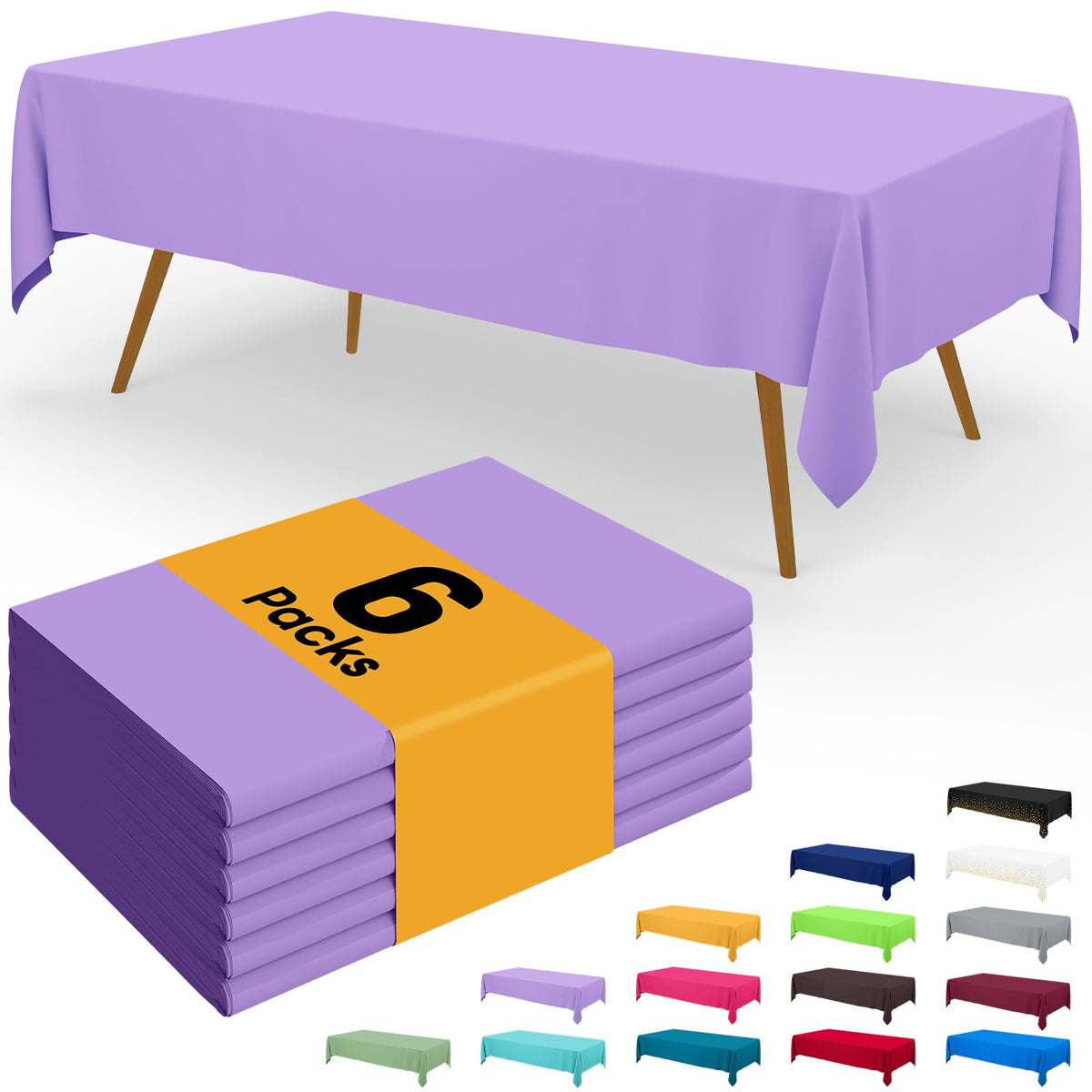 Smiry Disposable Table Cloth - 6 Pack, 54 x 108 Inch Waterproof Rectangle Tablecloths for Parties, Decorative Plastic Table Cover, Leakproof & Sturdy, White