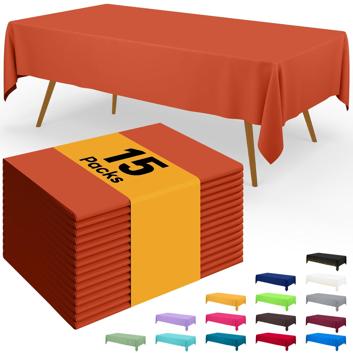 Smiry Disposable Table Cloth - 6 Pack, 54 x 108 Inch Waterproof Rectangle Tablecloths for Parties, Decorative Plastic Table Cover, Leakproof & Sturdy, White