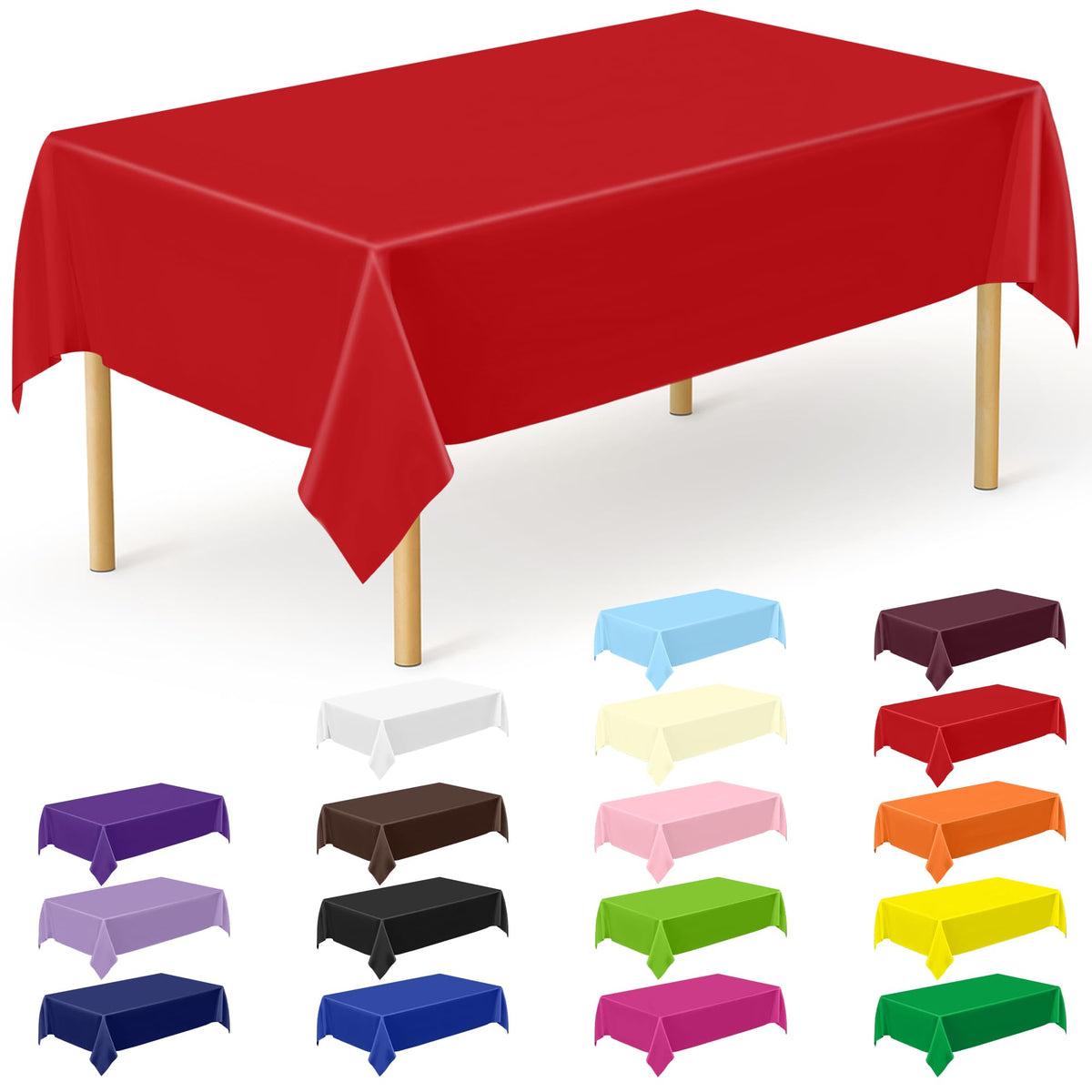 QZYL 4 Packs White Plastic Tablecloth, Large Sturdy Disposable Table Cloth
