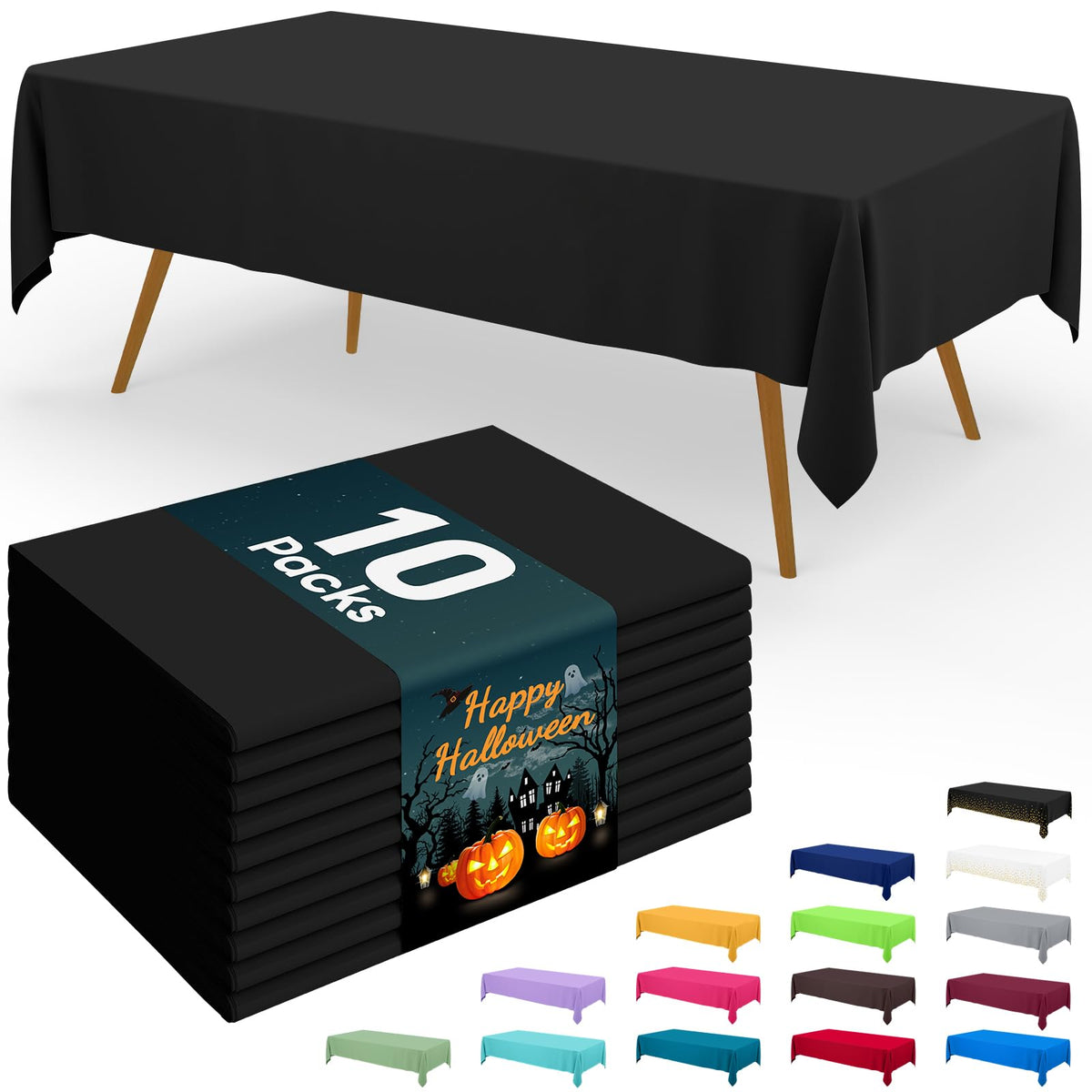 Smiry Disposable Table Cloth - 6 Pack, 54 x 108 Inch Waterproof Rectangle Tablecloths for Parties, Decorative Plastic Table Cover, Leakproof & Sturdy, White