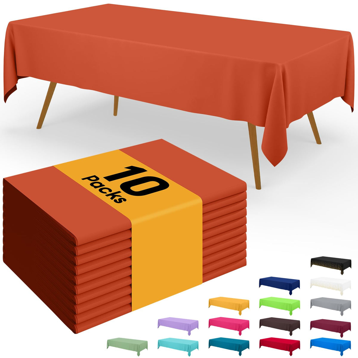 Smiry Disposable Table Cloth - 6 Pack, 54 x 108 Inch Waterproof Rectangle Tablecloths for Parties, Decorative Plastic Table Cover, Leakproof & Sturdy, White