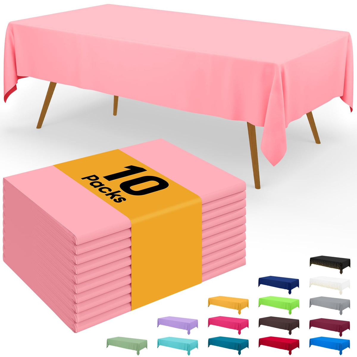 Smiry Disposable Table Cloth - 6 Pack, 54 x 108 Inch Waterproof Rectangle Tablecloths for Parties, Decorative Plastic Table Cover, Leakproof & Sturdy, White