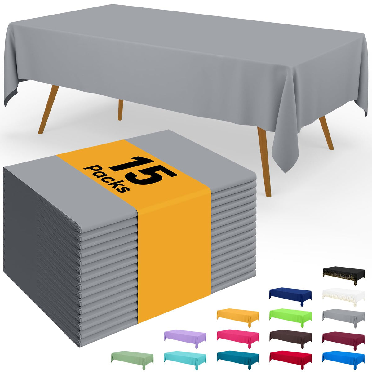 Smiry Disposable Table Cloth - 6 Pack, 54 x 108 Inch Waterproof Rectangle Tablecloths for Parties, Decorative Plastic Table Cover, Leakproof & Sturdy, White