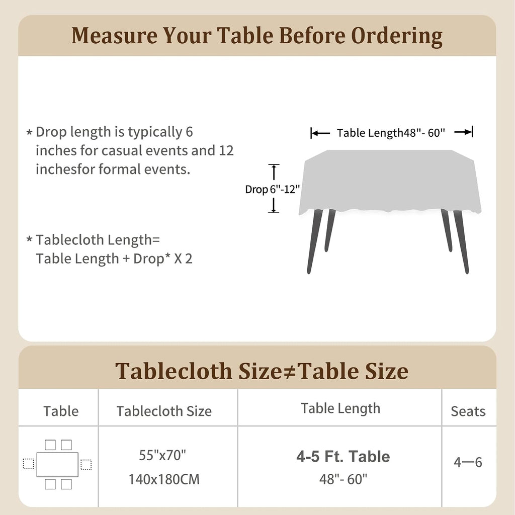 Laolitou Rustic Tablecloth Cotton Linen Waterproof Farmhouse Tablecloth Burlap Table Cloths for Kitchen Dining Cloth Table Cloth for Rectangle Tables Coffee Lines Rectangle,55''x70'',4-6 Seats