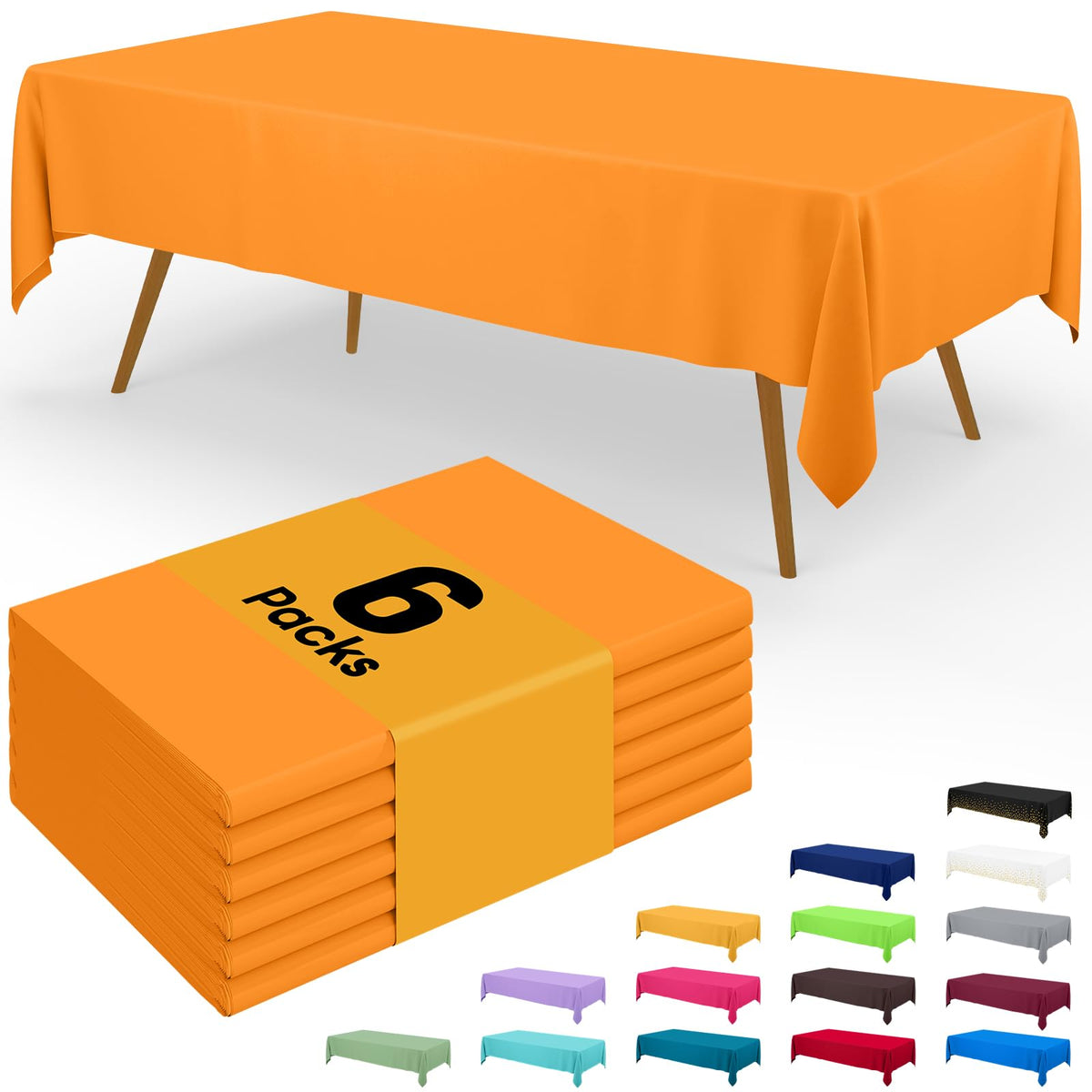 Smiry Disposable Table Cloth - 6 Pack, 54 x 108 Inch Waterproof Rectangle Tablecloths for Parties, Decorative Plastic Table Cover, Leakproof & Sturdy, White