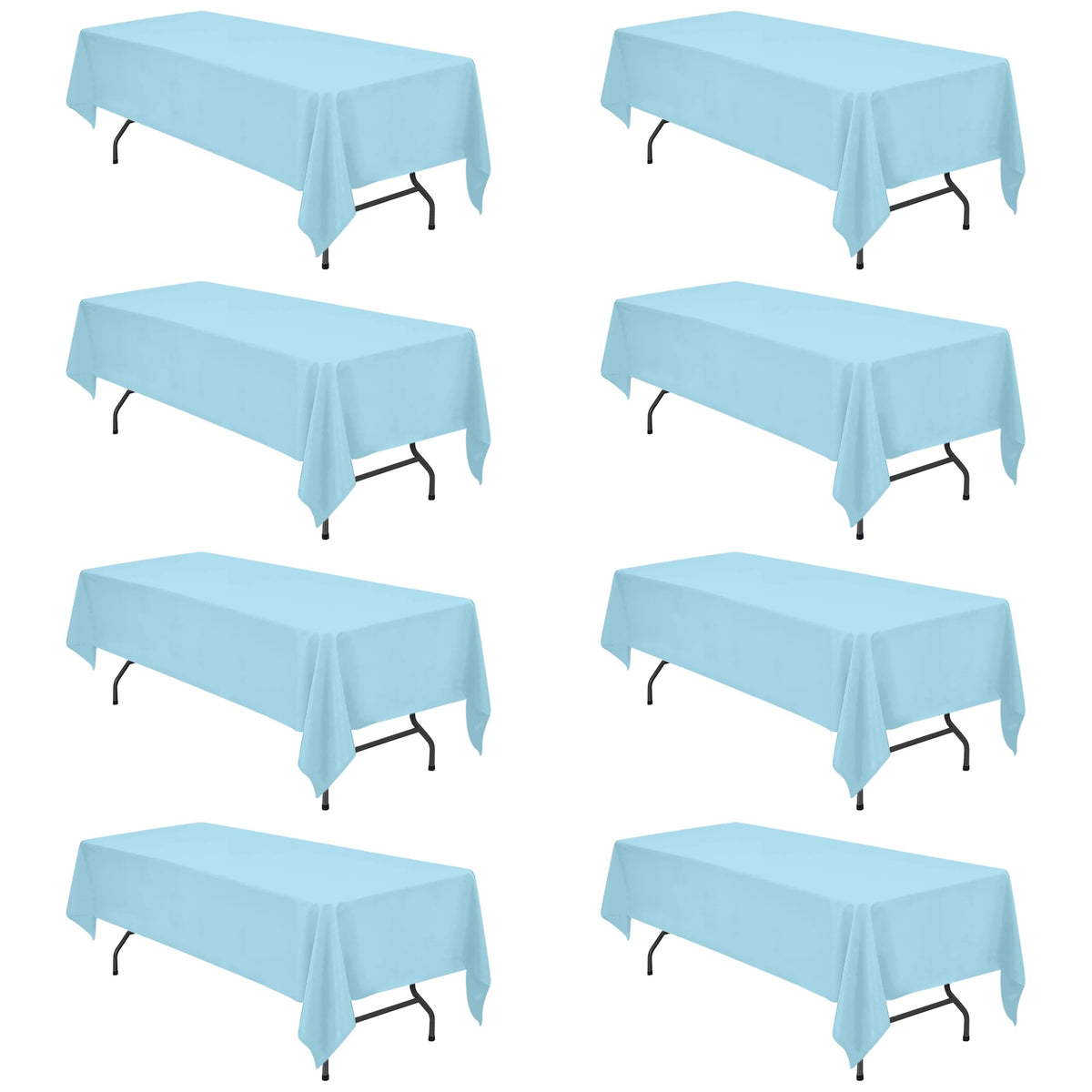 BRILLMAX 6 Pack Ivory Tablecloths 90x132 Inch for 6ft Rectangle Tables