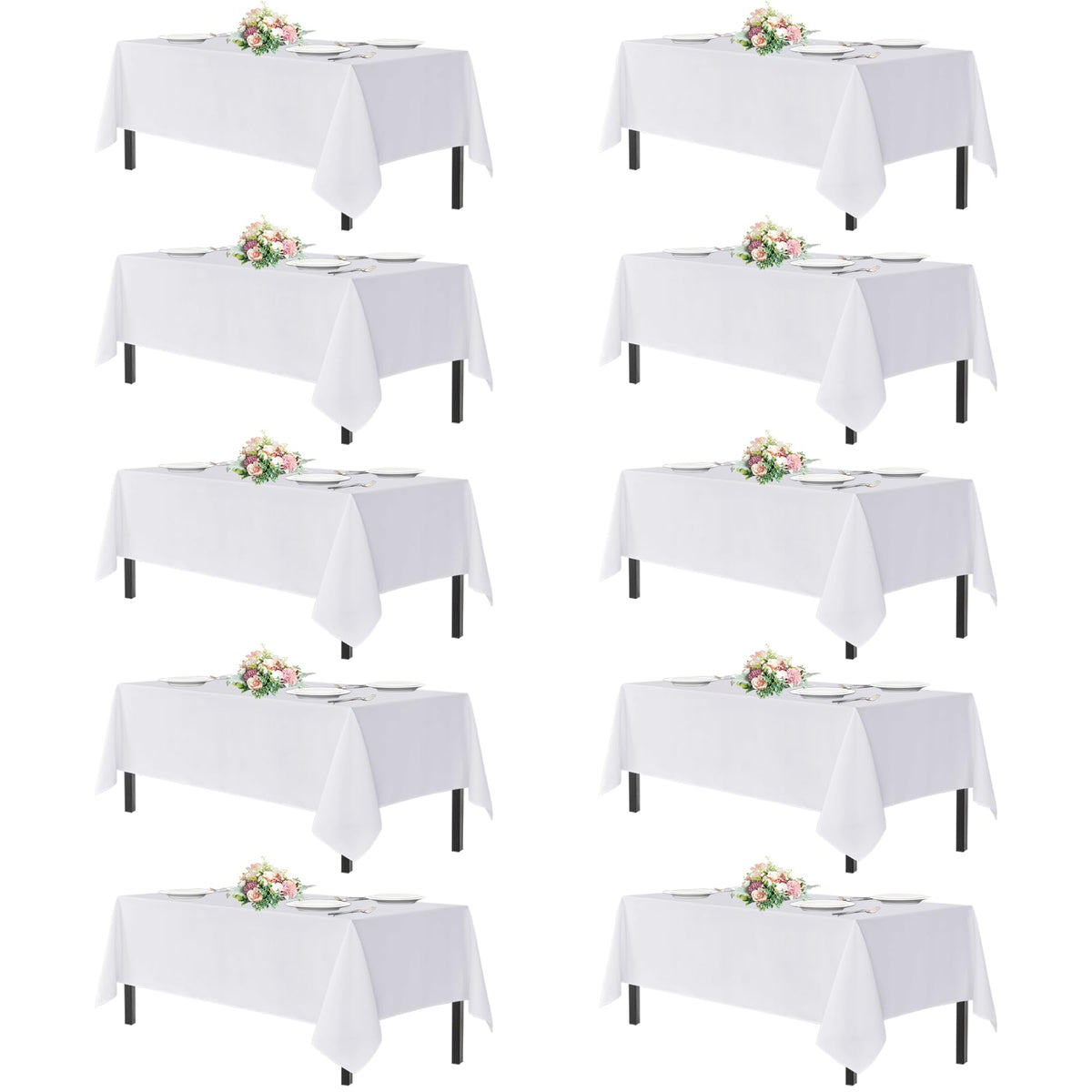 sancua 2 Pack White Table Cloth 60x102 Inch for 6 Feet Rectangle Tables