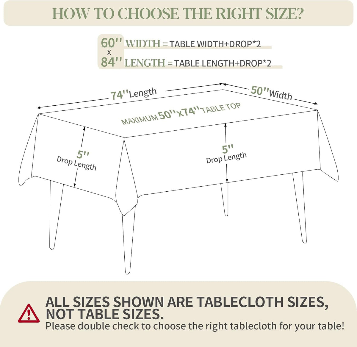 BYDOLL Table Cloth White 60x84 Inch Tablecloth for 6 Foot Rectangle Tables Outdoor Washable Wrinkle Free and Spillproof Polyester Tablecloth for Festival Camping Picnic Party Cover