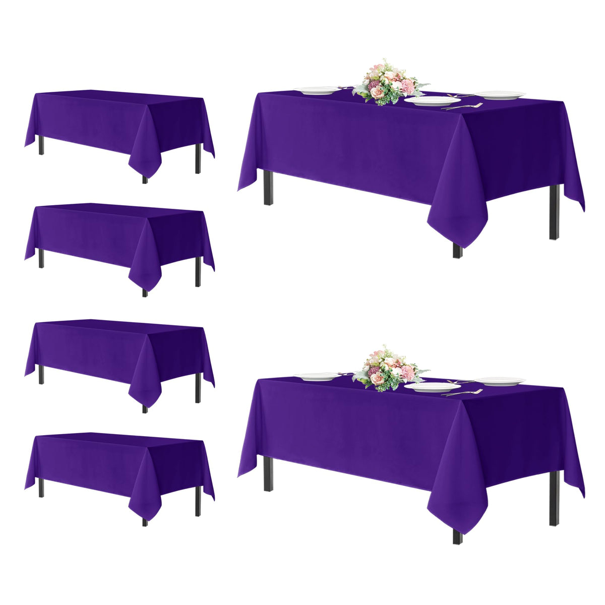 sancua 2 Pack White Table Cloth 60x102 Inch for 6 Feet Rectangle Tables