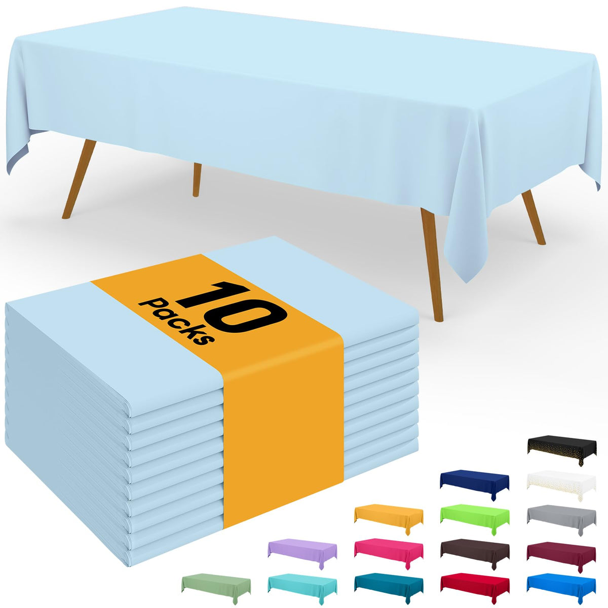 Smiry Disposable Table Cloth - 6 Pack, 54 x 108 Inch Waterproof Rectangle Tablecloths for Parties, Decorative Plastic Table Cover, Leakproof & Sturdy, White