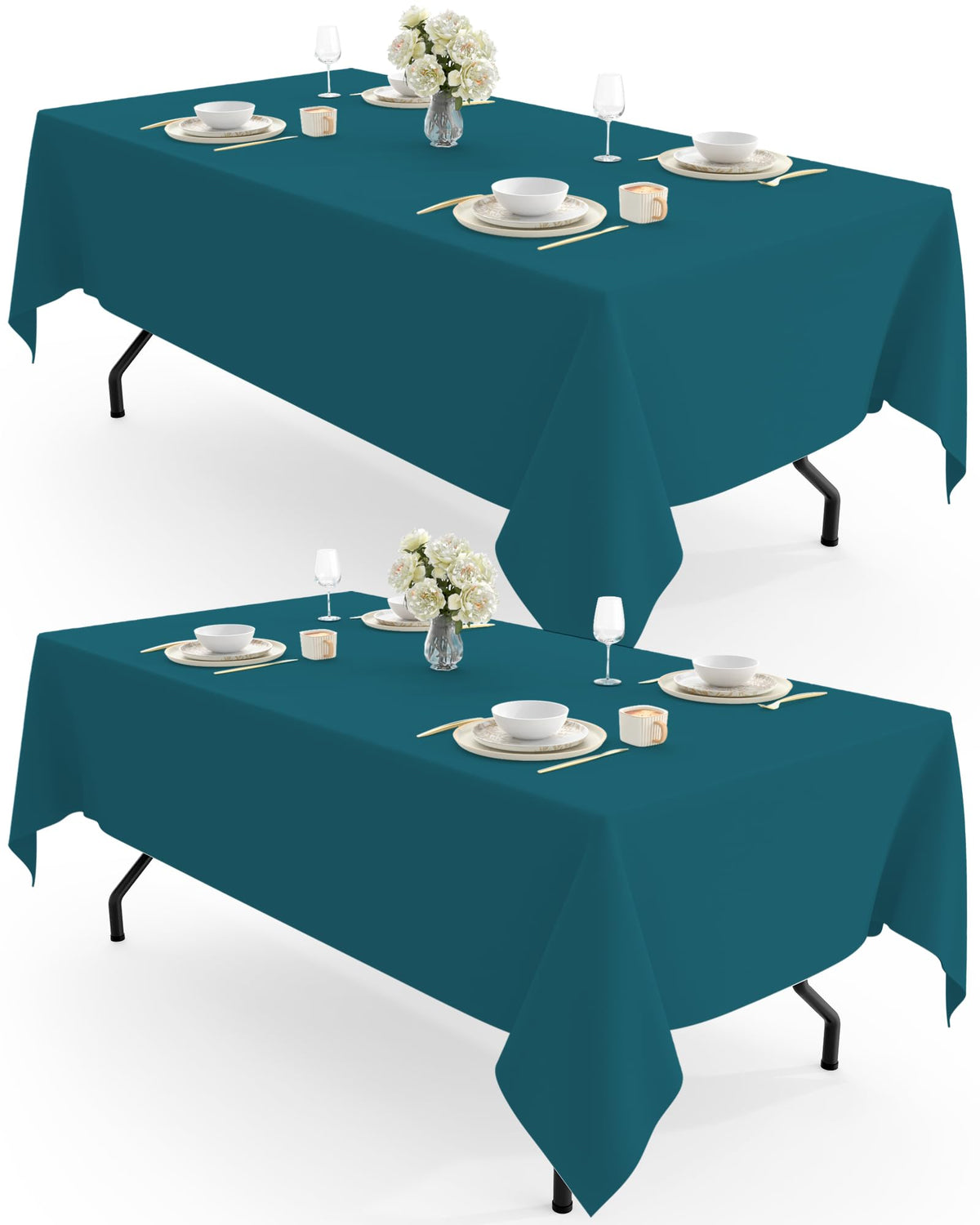 Pureegg Polyester Tablecloth 60" x 102" Reusable Washable 2 Pack White