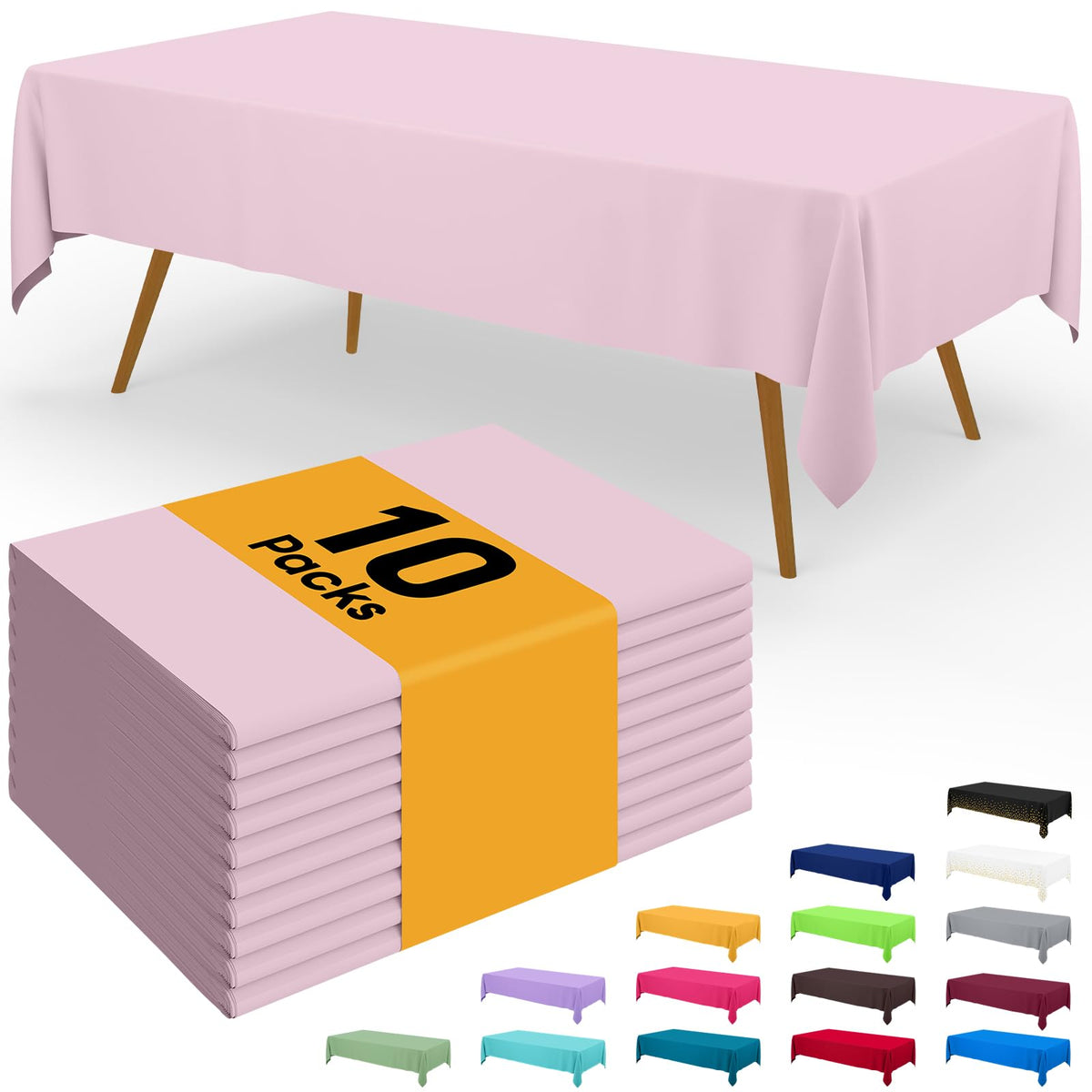 Smiry Disposable Table Cloth - 6 Pack, 54 x 108 Inch Waterproof Rectangle Tablecloths for Parties, Decorative Plastic Table Cover, Leakproof & Sturdy, White