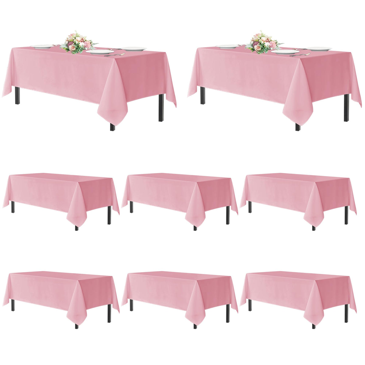 sancua 2 Pack White Table Cloth 60x102 Inch for 6 Feet Rectangle Tables
