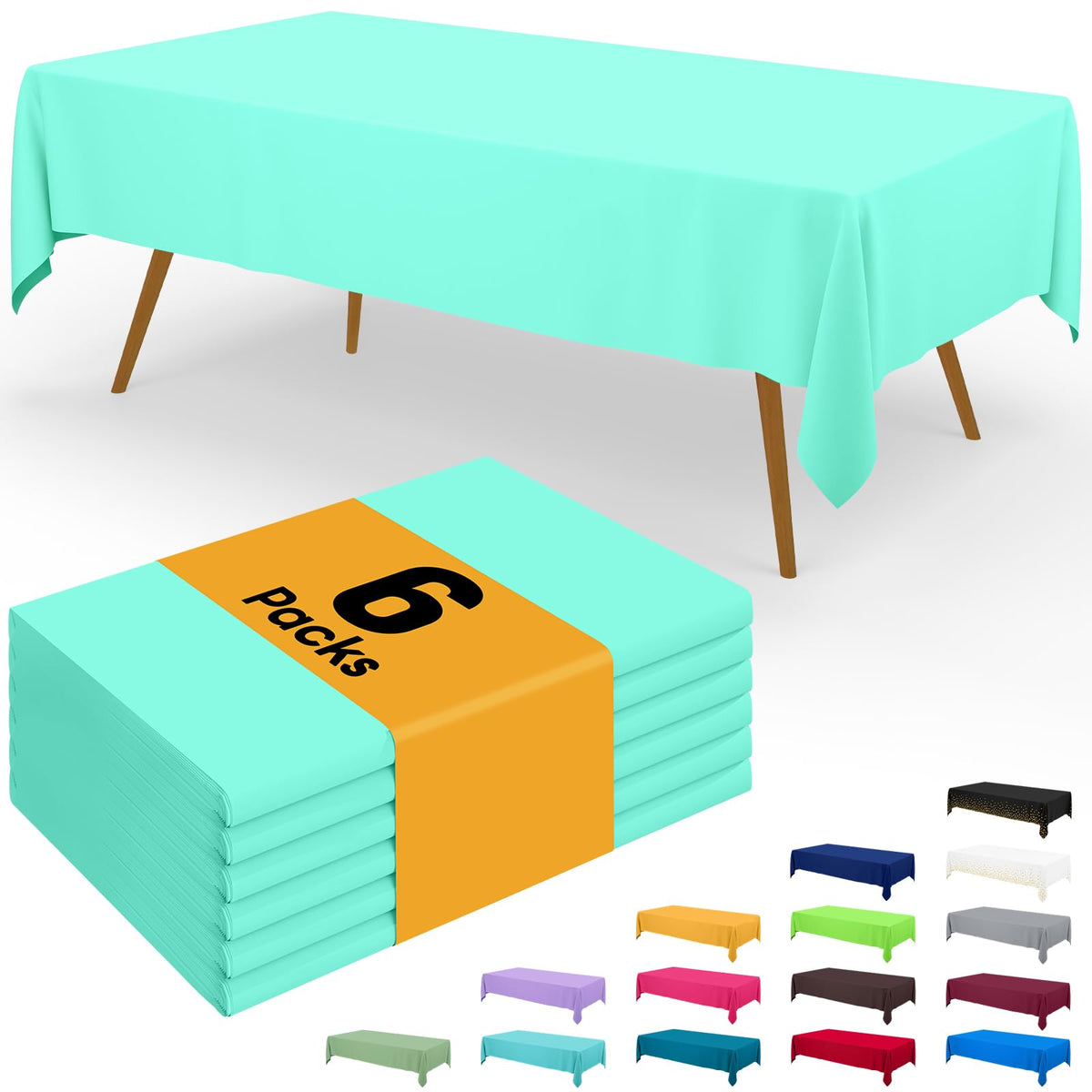Smiry Disposable Table Cloth - 6 Pack, 54 x 108 Inch Waterproof Rectangle Tablecloths for Parties, Decorative Plastic Table Cover, Leakproof & Sturdy, White