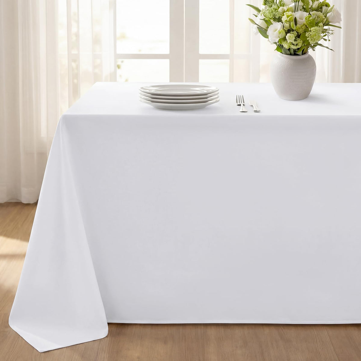 Softalker Rectangle Tablecloth, Waterproof Table Cloths Wrinkle Free Fabric Washable Polyester Table Cover for Dining Party Outdoor Camping Wedding - 60 x 84 inch, Black