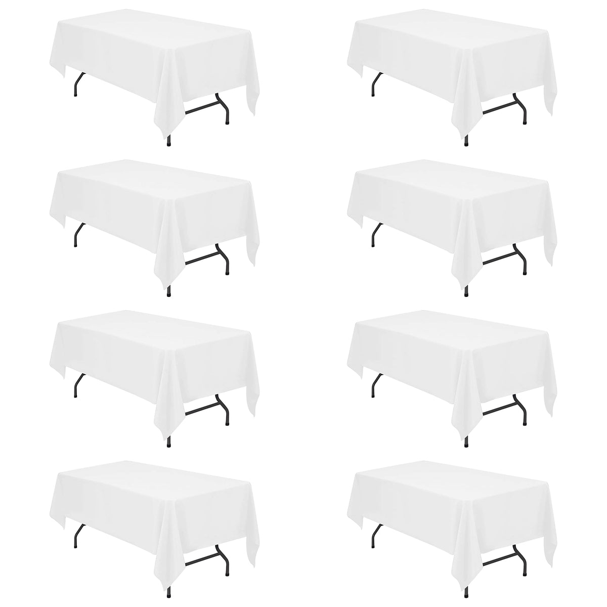 BRILLMAX 6 Pack Ivory Tablecloths 90x132 Inch for 6ft Rectangle Tables